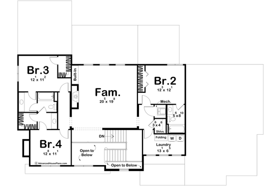 Floor Plan - Upper Floor for Modern House Plan #455-358 - 4 bed, 3.5 bath