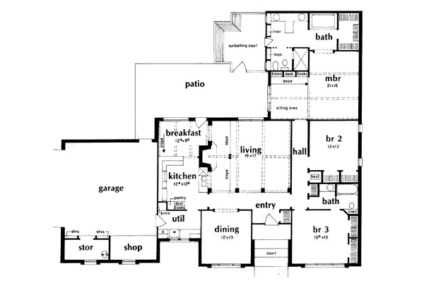 House Blueprint - European Floor Plan - Main Floor Plan #36-184