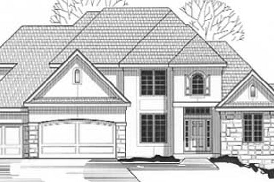 Exterior - Front Elevation for European House Plan #67-581 - 4 bed, 3.5 bath