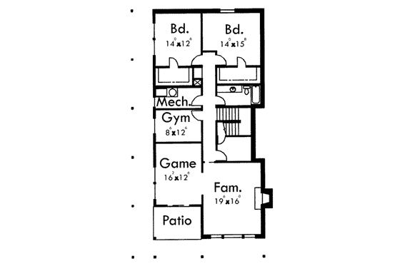 Floor Plan - Lower Floor for Contemporary House Plan #303-342 - 4 bed, 3 bath