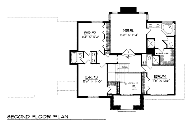 Dream House Plan - Floor Plan - Upper Floor for Prairie House Plan #70-481 - 4 bed, 3.5 bath