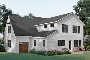 Exterior - Rear Elevation 1 for Tudor House Plan #461-89 - 5 bed, 3 bath