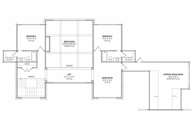House Design - Floor Plan - Upper Floor for Modern House Plan #1096-161 - 4 bed, 4.5 bath