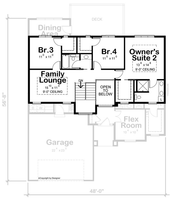 House Blueprint - Contemporary Floor Plan - Upper Floor Plan #20-2429