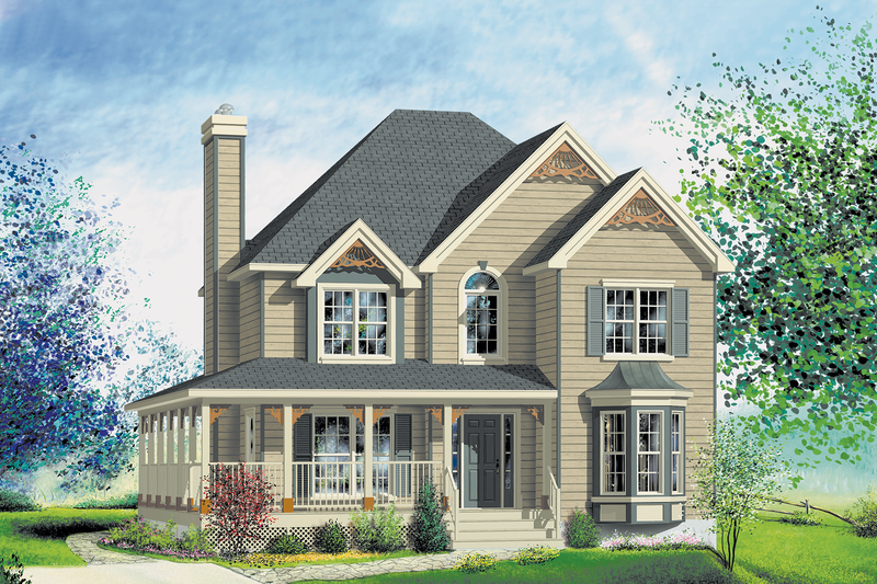 House Design - Exterior - Front Elevation 2 for Country House Plan #25-2004 - 3 bed, 1.5 bath