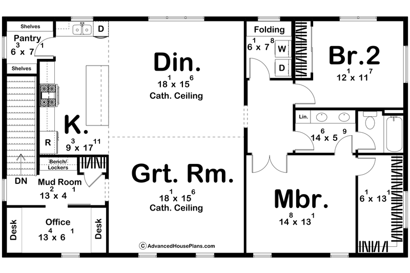 House Design - Floor Plan - Upper Floor for Barndominium House Plan #455-489 - 2 bed, 1 bath