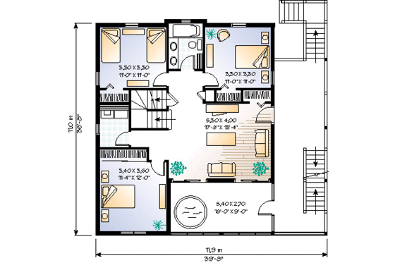 Floor Plan - Main Floor for Traditional House Plan #23-2142 - 5 bed, 3.5 bath