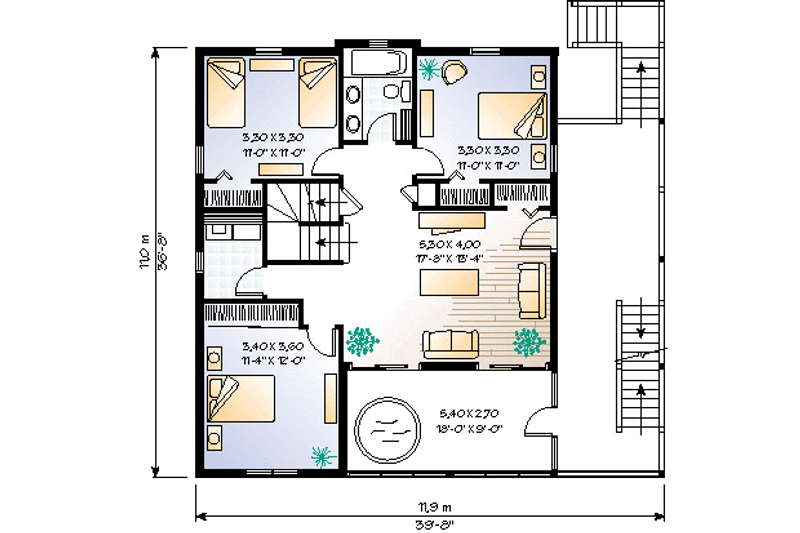 Architectural House Design - Floor Plan - Main Floor for Traditional House Plan #23-2142 - 5 bed, 3.5 bath