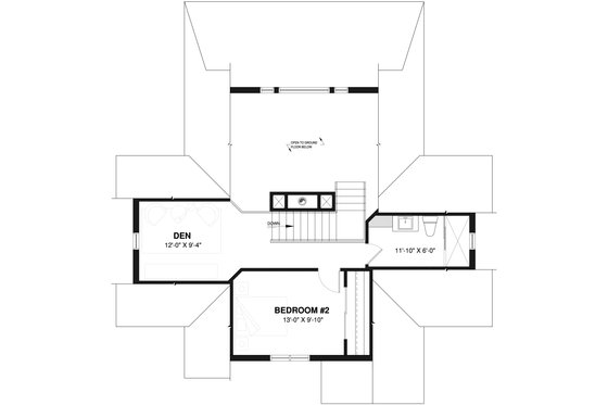 Floor Plan - Upper Floor for Southern House Plan #23-2038 - 2 bed, 2 bath