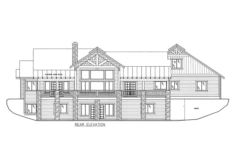Architectural House Design - Exterior - Rear Elevation for Craftsman House Plan #117-809 - 3 bed, 2.5 bath