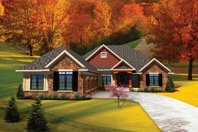 Architectural House Design - Ranch Exterior - Front Elevation Plan #70-1098