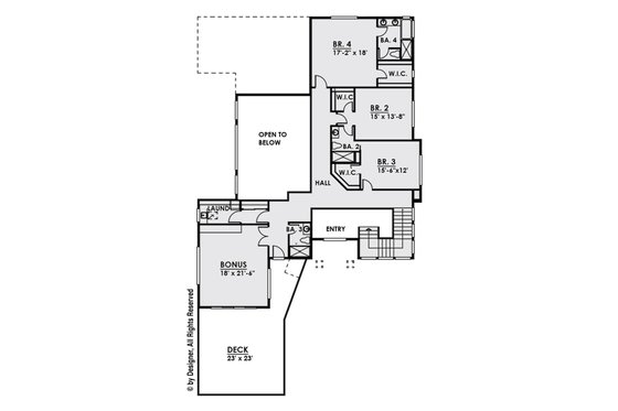 Floor Plan - Upper Floor for Contemporary House Plan #1066-27 - 4 bed, 4.5 bath
