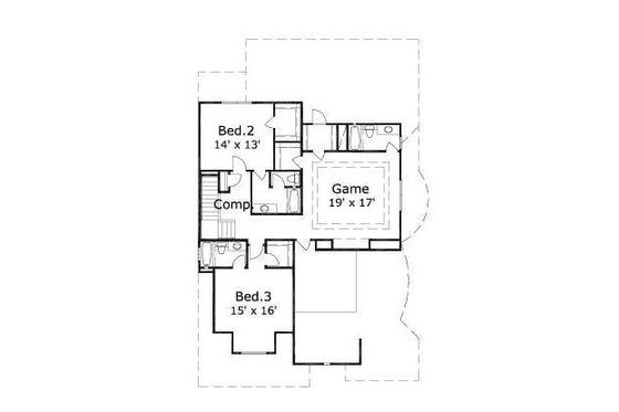 Floor Plan - Upper Floor for European House Plan #411-338 - 3 bed, 4.5 bath