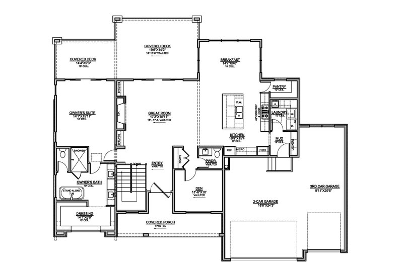 Architectural House Design - Floor Plan - Main Floor for Modern House Plan #1073-51 - 4 bed, 3.5 bath