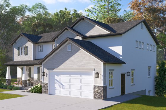 Exterior - Front Elevation 3 for Craftsman House Plan #1060-246 - 5 bed, 3.5 bath
