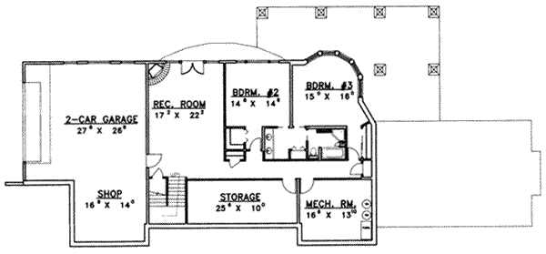 Dream House Plan - European Floor Plan - Lower Floor Plan #117-447