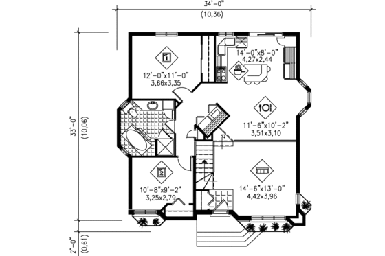 Floor Plan - Main Floor House Plan #25-1154 - 2 bed, 1 bath