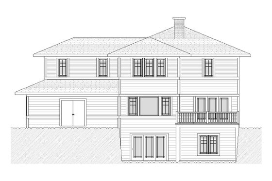 Exterior - Rear Elevation for Prairie House Plan #901-49 - 4 bed, 3.5 bath