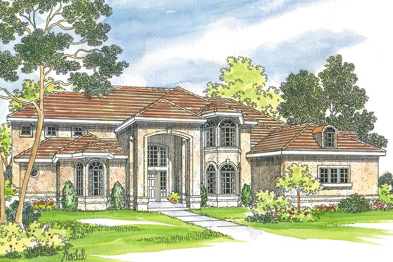 Dream House Plan - Mediterranean Exterior - Front Elevation Plan #124-350