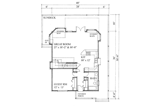 Floor Plan - Main Floor for Cottage House Plan #118-112 - 2 bed, 2 bath