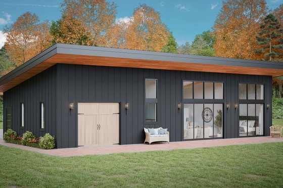 Exterior - Rear Elevation for Cabin House Plan #1089-54 - 1 bed, 1.5 bath