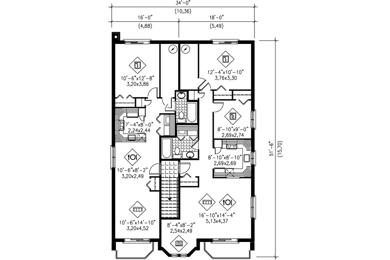 House Plan Design - Floor Plan - Upper Floor for Contemporary House Plan #25-351 - 2 bed, 1.5 bath