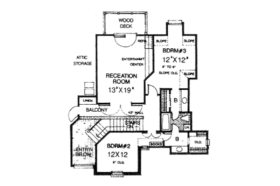 Floor Plan - Upper Floor for European House Plan #310-921 - 3 bed, 2.5 bath