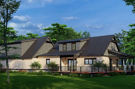 Exterior - Rear Elevation for Country House Plan #923-229 - 2 bed, 3.5 bath