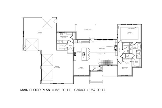 Floor Plan - Main Floor for Ranch House Plan #1084-7 - 5 bed, 4 bath
