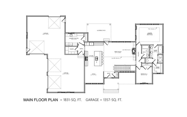 House Plan Design - Ranch Floor Plan - Main Floor Plan #1084-7