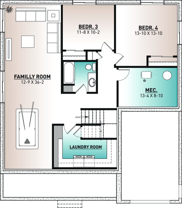 House Blueprint - Farmhouse Floor Plan - Lower Floor Plan #23-2746