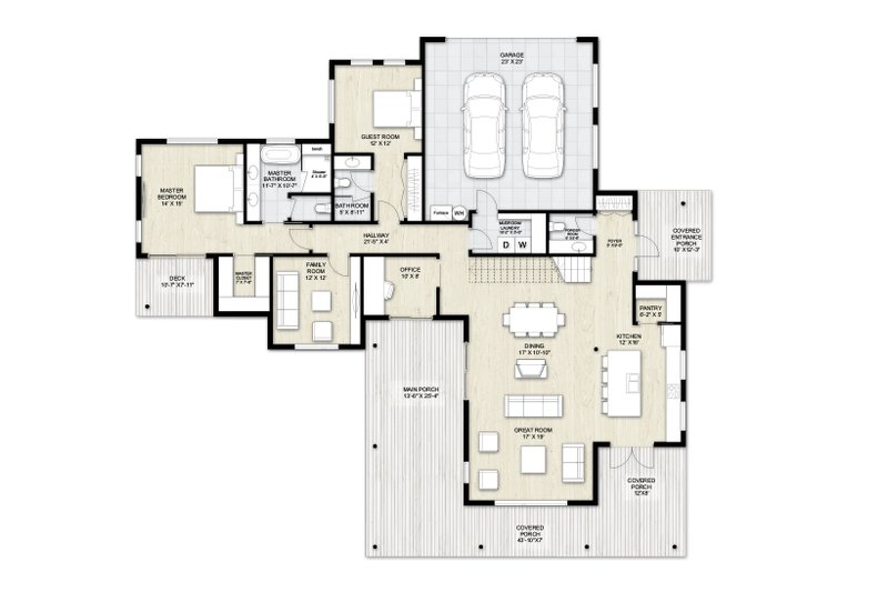 House Design - Floor Plan - Main Floor for Modern House Plan #924-23 - 4 bed, 3.5 bath
