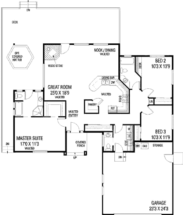 House Plan Design - Ranch Floor Plan - Main Floor Plan #60-574
