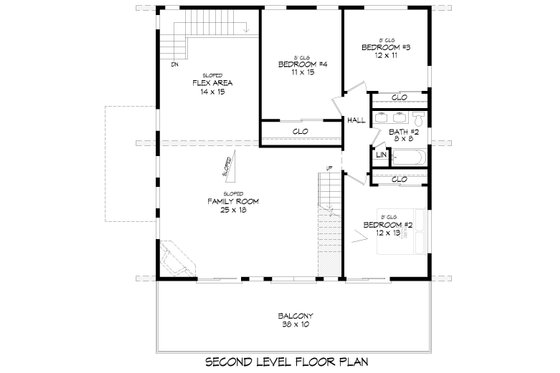 Floor Plan - Upper Floor for Country House Plan #932-884 - 4 bed, 2.5 bath