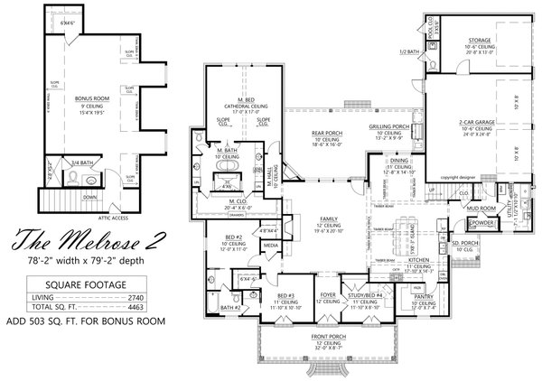 Southern Floor Plan - Main Floor Plan #1074-100