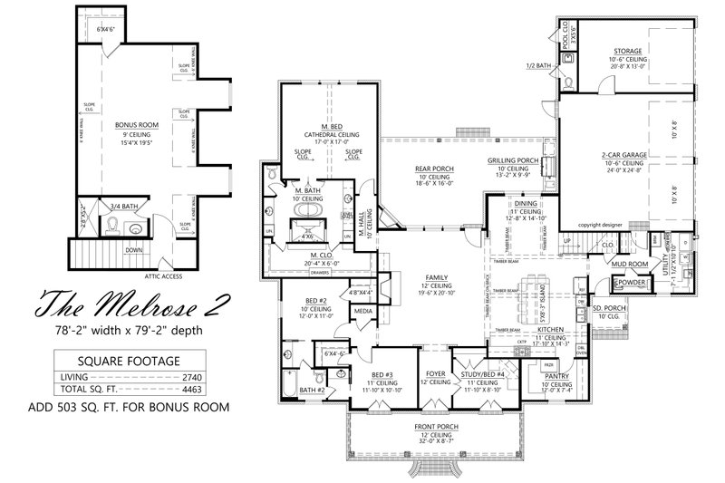 House Blueprint - Floor Plan - Main Floor for Southern House Plan #1074-100 - 4 bed, 2.5 bath