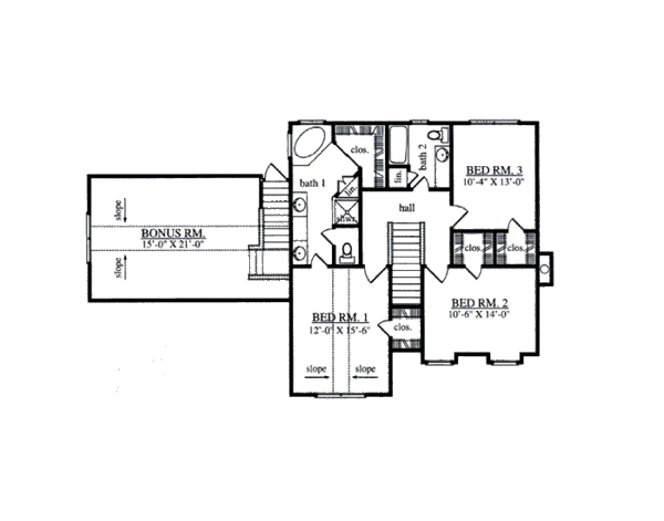 Southern Floor Plan - Upper Floor Plan #42-394