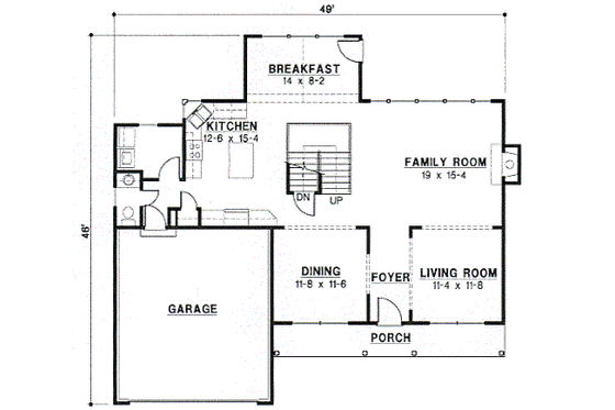Floor Plan - Main Floor for Traditional House Plan #67-511 - 4 bed, 2.5 bath