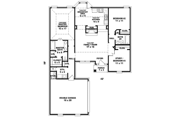 Floor Plan - Main Floor for Traditional House Plan #81-718 - 2 bed, 2 bath