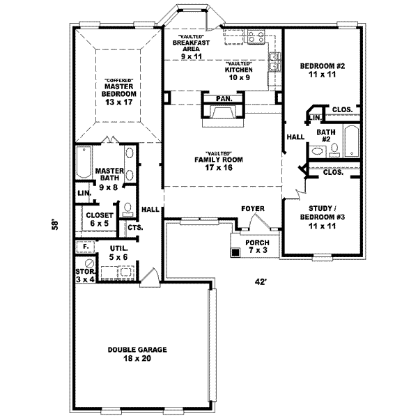 Traditional Floor Plan - Main Floor Plan #81-718