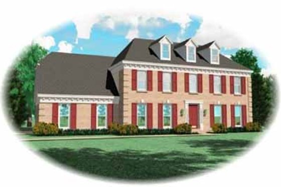 Exterior - Front Elevation for Colonial House Plan #81-205 - 4 bed, 3.5 bath