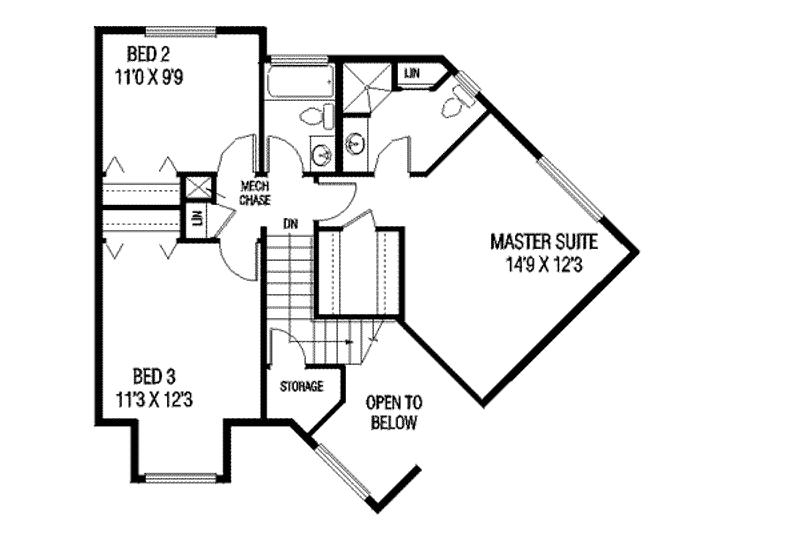 Home Plan - Floor Plan - Upper Floor for Country House Plan #60-504 - 3 bed, 2.5 bath