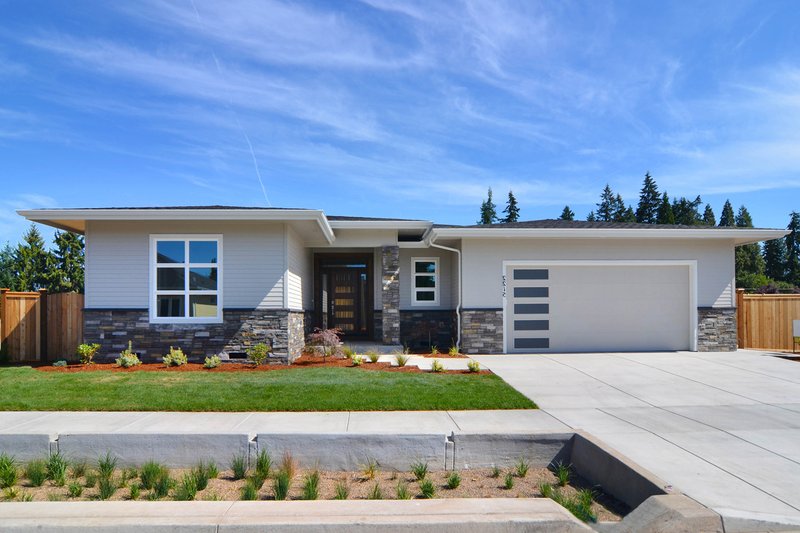 House Blueprint - Exterior - Front Elevation 3 for Prairie House Plan #124-1195 - 3 bed, 2 bath