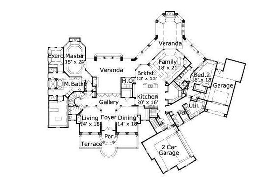 Floor Plan - Main Floor for European House Plan #411-396 - 4 bed, 4.5 bath