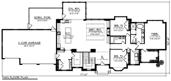 House Blueprint - Farmhouse Floor Plan - Main Floor Plan #70-1549