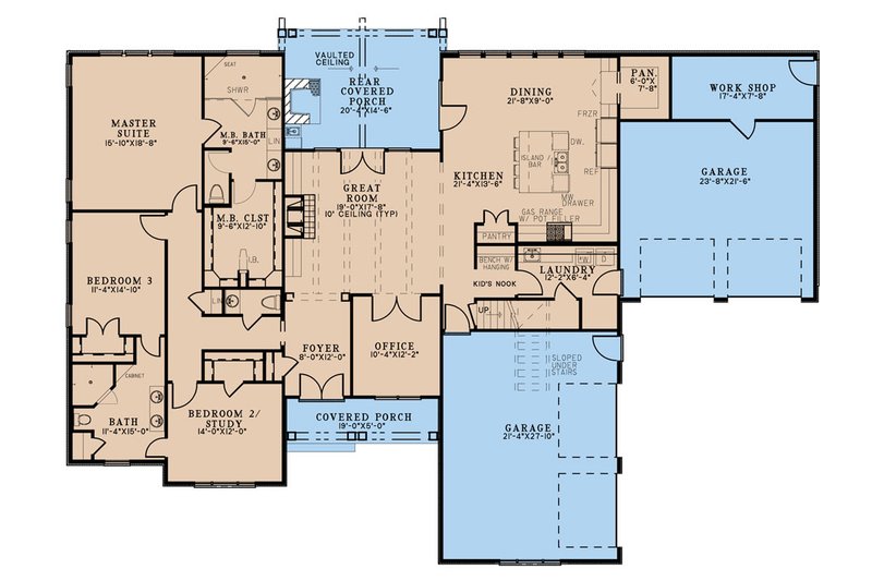 House Blueprint - Floor Plan - Main Floor for Traditional House Plan #923-289 - 3 bed, 2.5 bath