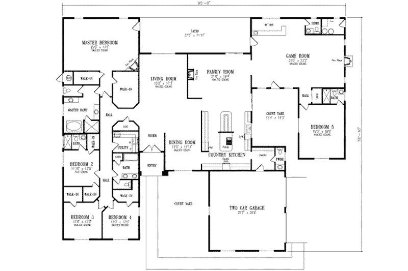 Home Plan - Floor Plan - Main Floor for Adobe / Southwestern House Plan #1-921 - 5 bed, 5 bath