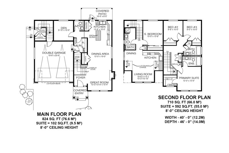House Blueprint - Floor Plan - Main Floor for Farmhouse House Plan #1100-99 - 3 bed, 2.5 bath
