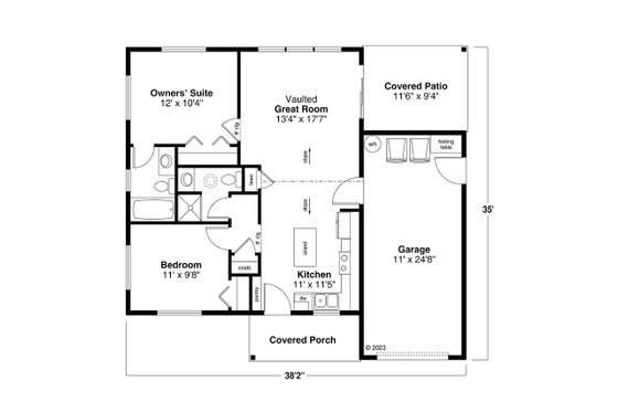 Floor Plan - Main Floor for Traditional House Plan #124-1343 - 2 bed, 2 bath