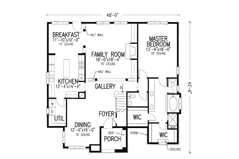 Home Plan - Floor Plan - Main Floor for European House Plan #410-352 - 3 bed, 3.5 bath